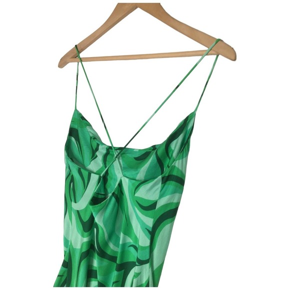 Zara Safia Dress Micro Mini 70s Inspired Criss Cross Straps Abstract Green Small - Picture 6 of 15